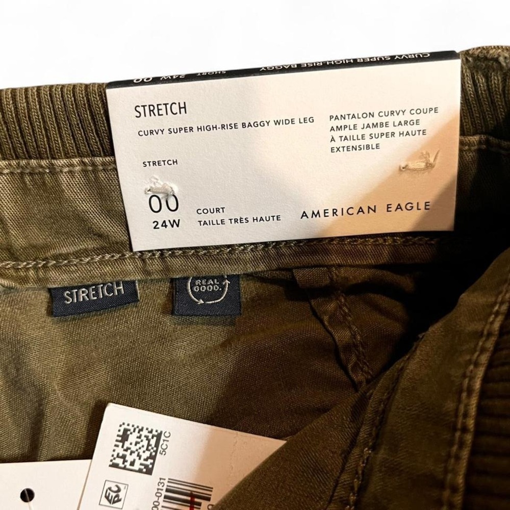 American Eagle NWT Curvy Super High Rise Baggy Cargo Pants 00 Short - Picture 2 of 6